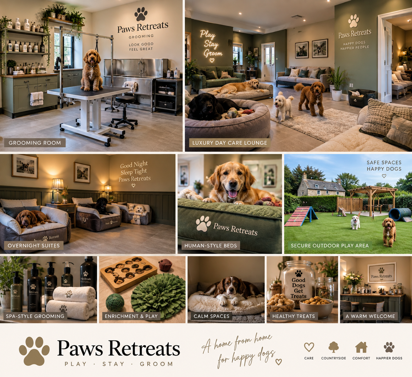 Concept imagery for luxury dog care interior